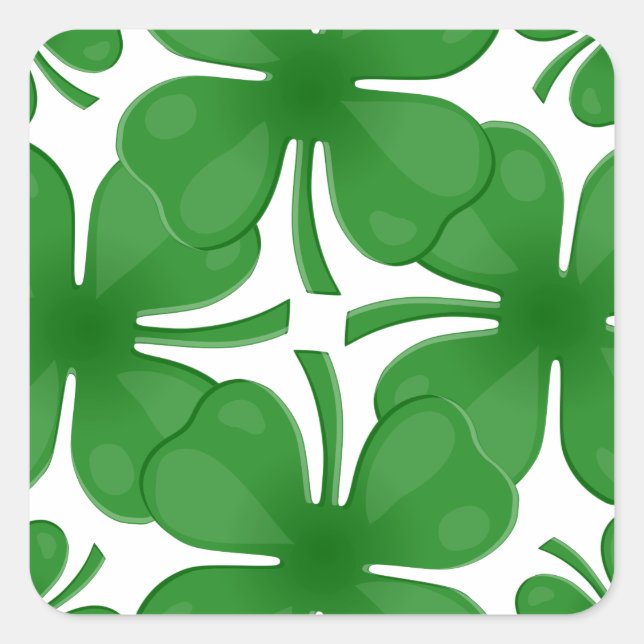4 leaf clover square sticker (Front)