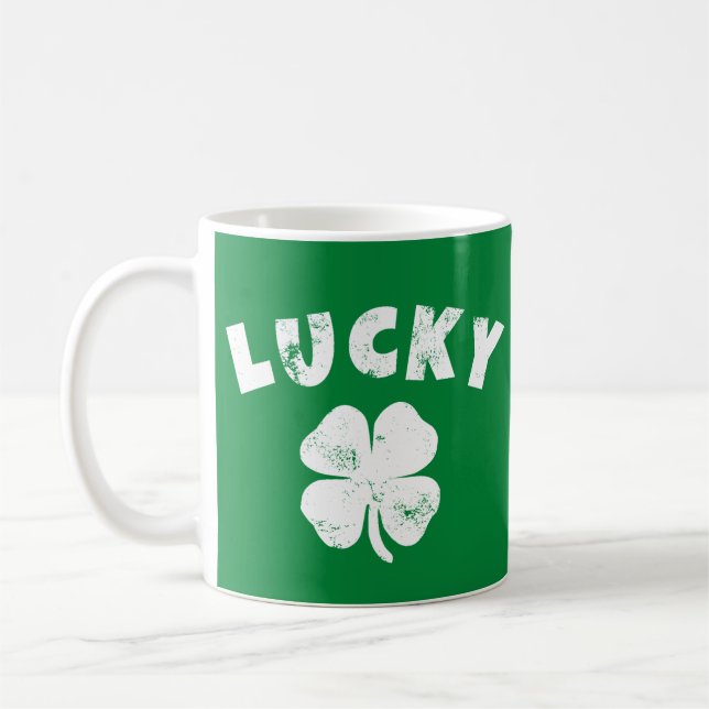 4 Leaf Lucky Clover St. Patrick's  Day Coffee Mug (Left)