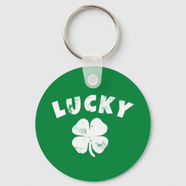 4 Leaf Lucky Clover St. Patrick's  Day Key Ring (Front)