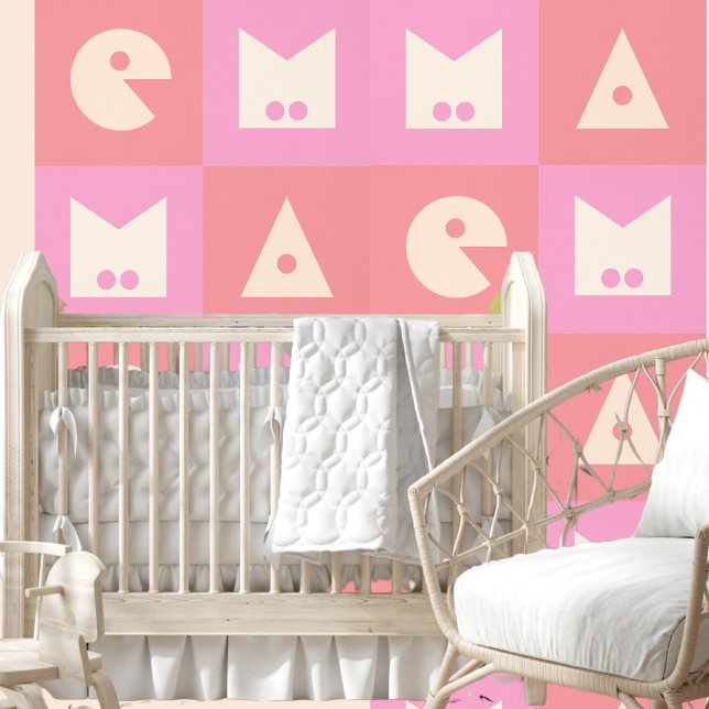 4 letter baby name pink nursery decor wallpaper  (Creator Uploaded)