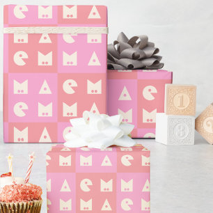 4 letter hot pink baby girl Wrapping Paper
