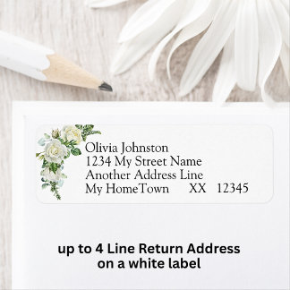 4 Line Return Address on white  Label