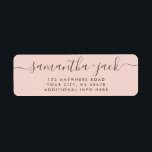 4 LINES Modern Wedding Stylish Return Address Label<br><div class="desc">4 LINES Modern Wedding Stylish Return Address label
4 LINES Modern Wedding Elegant Stylish Script Return Address simple label in golden hour blush pink and dark brown typo with couple family names in handwritten calligraphy and return address in standard classic sans serif font. Perfect for rspv and wedding invitations.</div>