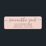 4 LINES Modern Wedding Stylish Return Address Label<br><div class="desc">4 LINES Modern Wedding Stylish Return Address label
4 LINES Modern Wedding Elegant Stylish Script Return Address simple label in golden hour blush pink and dark brown typo with couple family names in handwritten calligraphy and return address in standard classic sans serif font. Perfect for rspv and wedding invitations.</div>