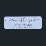 4 LINES Modern Wedding Stylish Return Address Return Address Label<br><div class="desc">4 LINES Modern Wedding Stylish Return Address label
4 LINES Modern Wedding Elegant Stylish Script Return Address simple label in dusty blue and dark grey typo with couple family names in handwritten calligraphy and return address in standard classic sans serif font. Perfect for rspv and wedding invitations.</div>