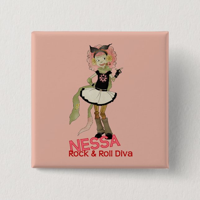 4 Little Monsters - Nessa 15 Cm Square Badge (Front)