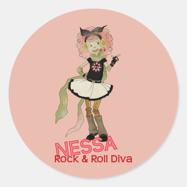4 Little Monsters - Nessa Classic Round Sticker (Front)