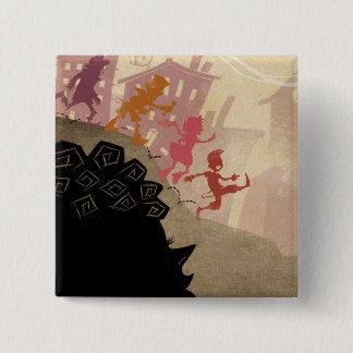 4 Little Monsters - Walking Through Town 15 Cm Square Badge