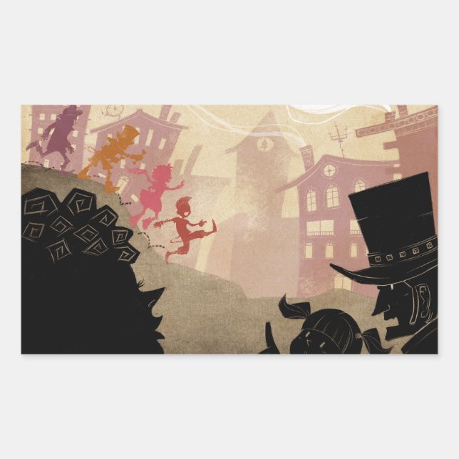 4 Little Monsters - Walking Through Town Rectangular Sticker (Front)