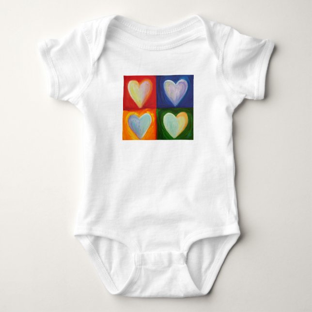 4 Love Hearts Art Custom One-Piece Bodysuit (Front)