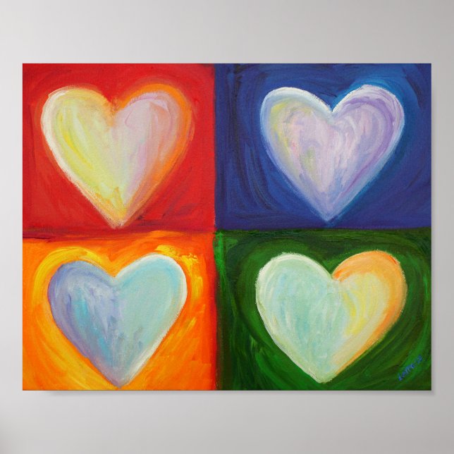 4 Love Hearts Painting Art Poster Prints (Front)