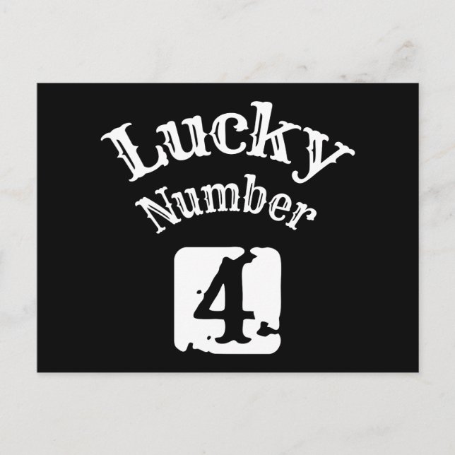 4 - Lucky Number 4 Luck Postcard (Front)