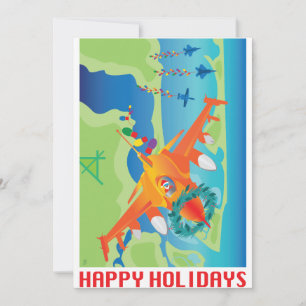 4 Military Jets Holiday Card