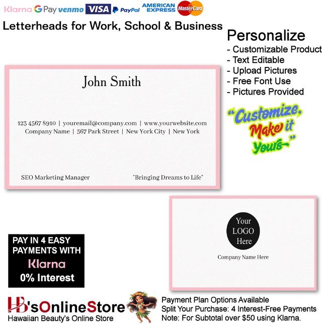 4 Modern Pink Logo Promote Company Brand Name  Business Card (4 Modern Pink Logo Promote Company Brand Name Business Card.)