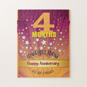 4 Months Recovery Anniversary Bold Numeral Jigsaw Puzzle