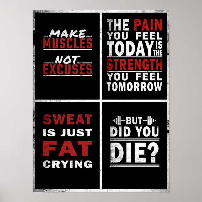 4 Motivational Gym Fitness Poster Collage (Front)