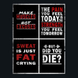 4 Motivational Gym Fitness Poster Collage<br><div class="desc">This poster features 4 motivational gym quotes to power your workouts and encourage you to work harder. This collage is great for those that don't have much space for multiple posters and can save money by not having to buy separate posters with a single quote. Great gift for any occasion,...</div>