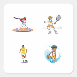 4 pack Cartoon Sport Stickers