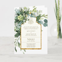 4 Page GOLD GREENERY Islamic NIKAH WALIMA Wedding