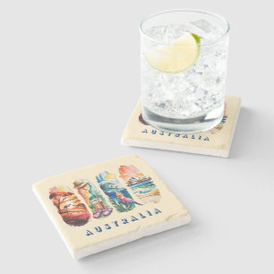 4-Panel Scenic Australia Stone Coaster