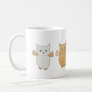 4 Pastel Owls Flying Coffee Mug