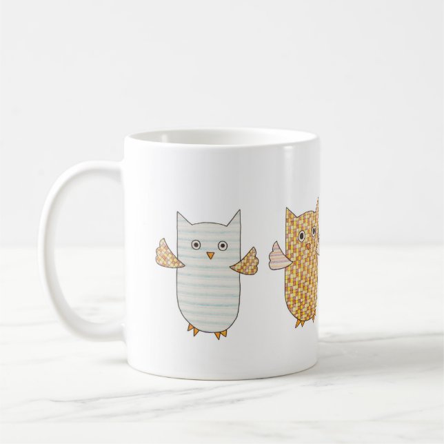 4 Pastel Owls Flying Coffee Mug (Left)