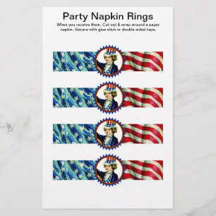4 per sheet 4th of July Paper Napkin Rings
