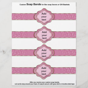 4 per sheet Soap Band Rose Pink Ribbon favours