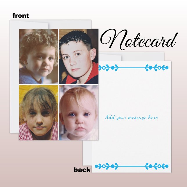 4 photo add message blue text flat note card (Creator Uploaded)