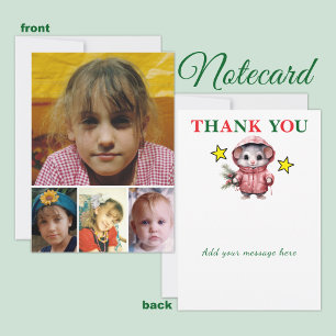 4 photo add message christmas mouse thank you card