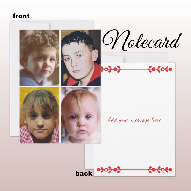 4 photo add message red text flat note card (Creator Uploaded)