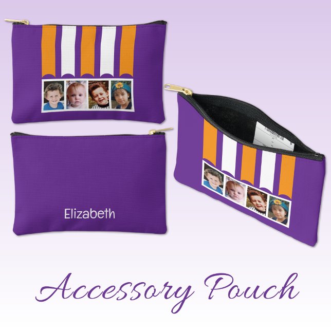 4 photo add name white purple orange accessory pouch (Creator Uploaded)