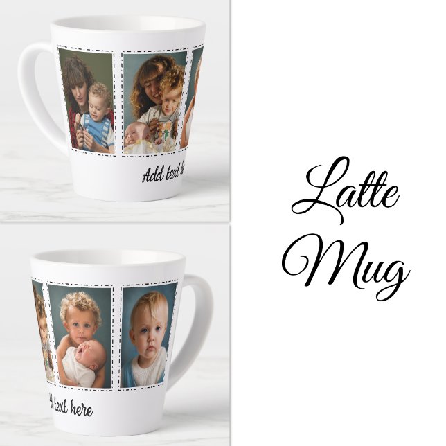 4 photo add text white black latte mug (Creator Uploaded)
