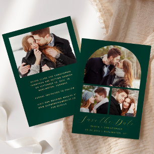 4-Photo Arch Emerald Green Gold Save the Date