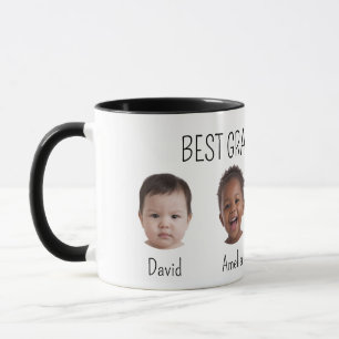 4 photo Best Grandma Photo Black Text White Mug