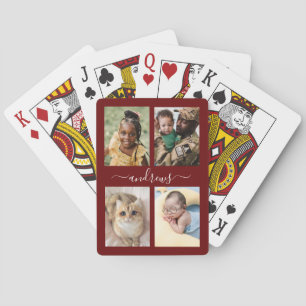 4 photo Black And White Personalised Playing Card