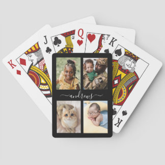 4 photo Black And White Personalised  Playing Cards