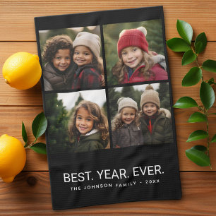 4 Photo Black White Minimalist - Best Year Ever Tea Towel