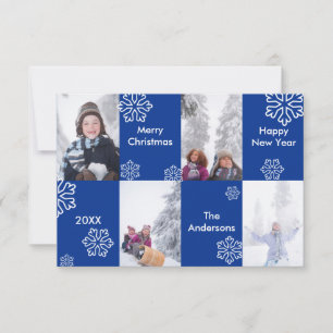 4 Photo Blue Background - 3x5 Christmas Card