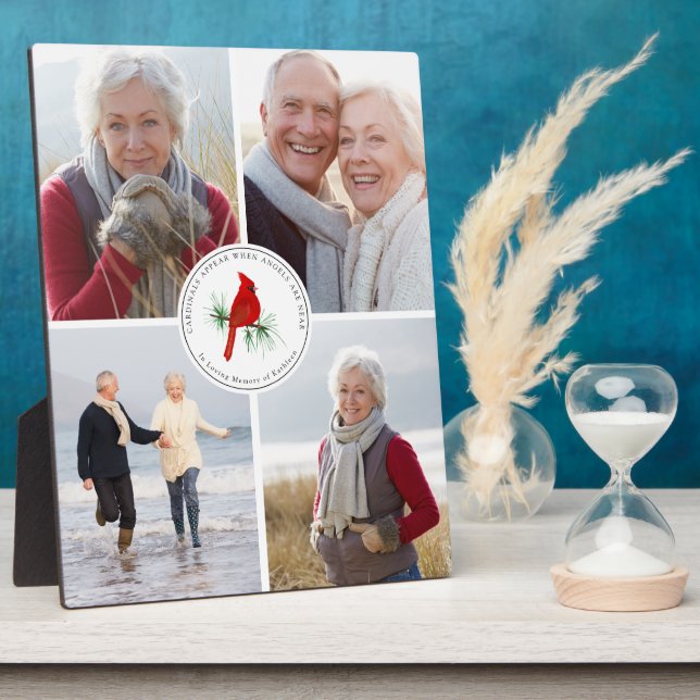 4 Photo Cardinal Memorial Tribute Plaque (Side)