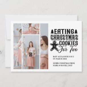 4 Photo Christmas Cookies for 2 Pregnancy  Holiday Card
