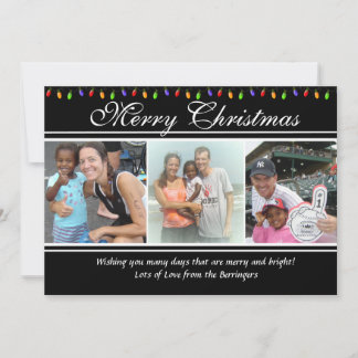 4 Photo Christmas Lights Christmas Card