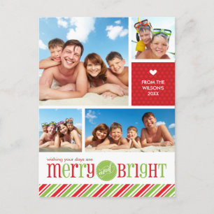 4 PHOTO CHRISTMAS POSTCARD :: merry & bright 3