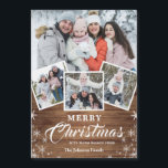 4 PHOTO Christmas Rustic Wood Magnetic Card<br><div class="desc">Christmas Rustic Blue Wood 4 PHOTO Greeting Holiday Card.</div>