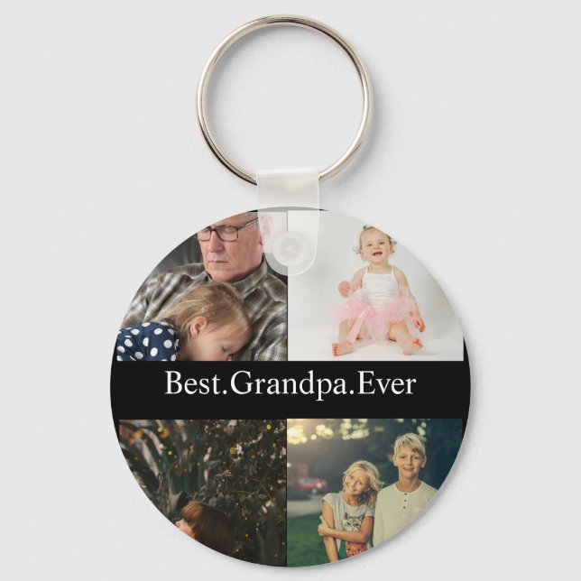 4 Photo Collage Best Grandpa Ever Key Ring (Front)