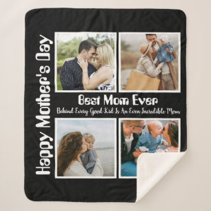4 Photo Collage Best Mom Ever Sherpa Blanket