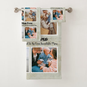 4 Photo Collage Best Mum Ever Bath Towel Set