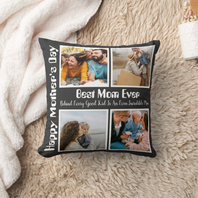 4 Photo Collage Best Mum Ever Cushion (Blanket)