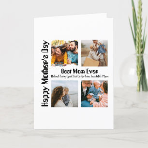 4 Photo Collage Best Mum Ever Holiday Card