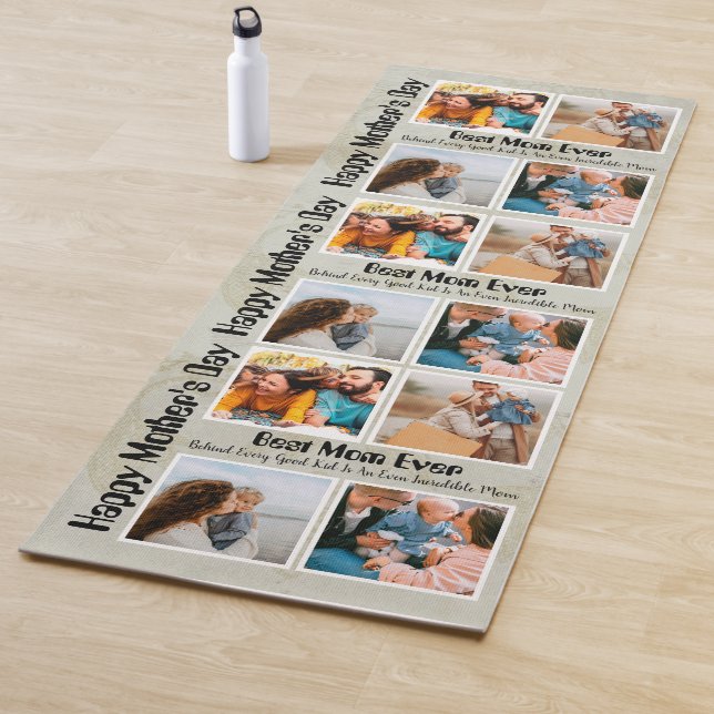 4 Photo Collage Best Mum Ever Yoga Mat (In Situ)